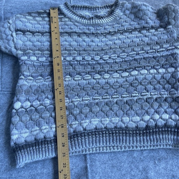 Vicario Cinque Italian Wool Blend Sweater Womens Small Gray Striped Chunky - Picture 10 of 11